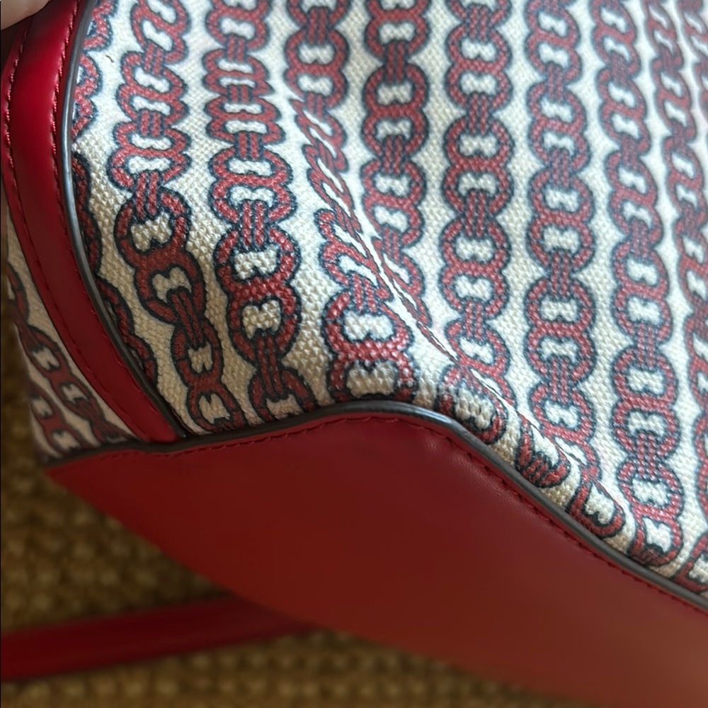 Tory Burch Gemini Link Red Blue Tote Bag Purse - Picture 5 of 10